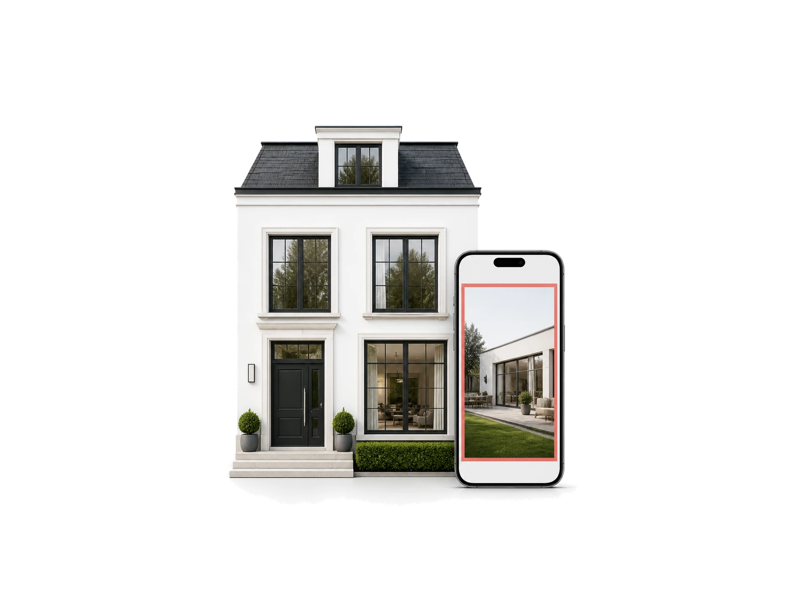 Frontales Präsentationset für den Immobilienverkauf