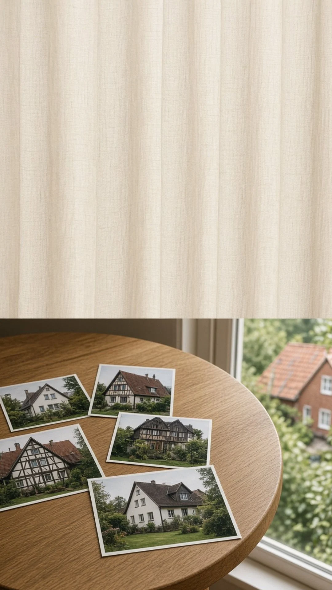 Hauswert mit Vergleichsfotos am Tisch